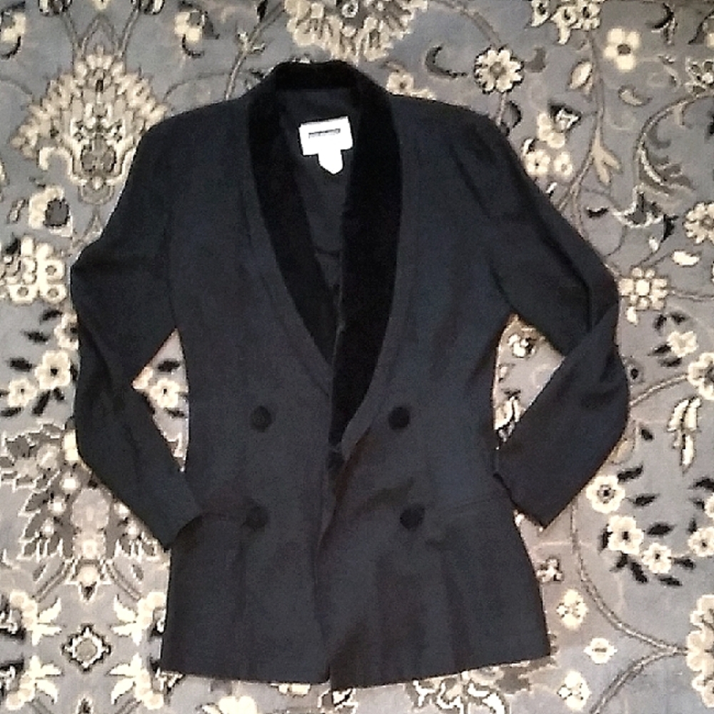 Black Velvet Trim Blazer By Dani Max
